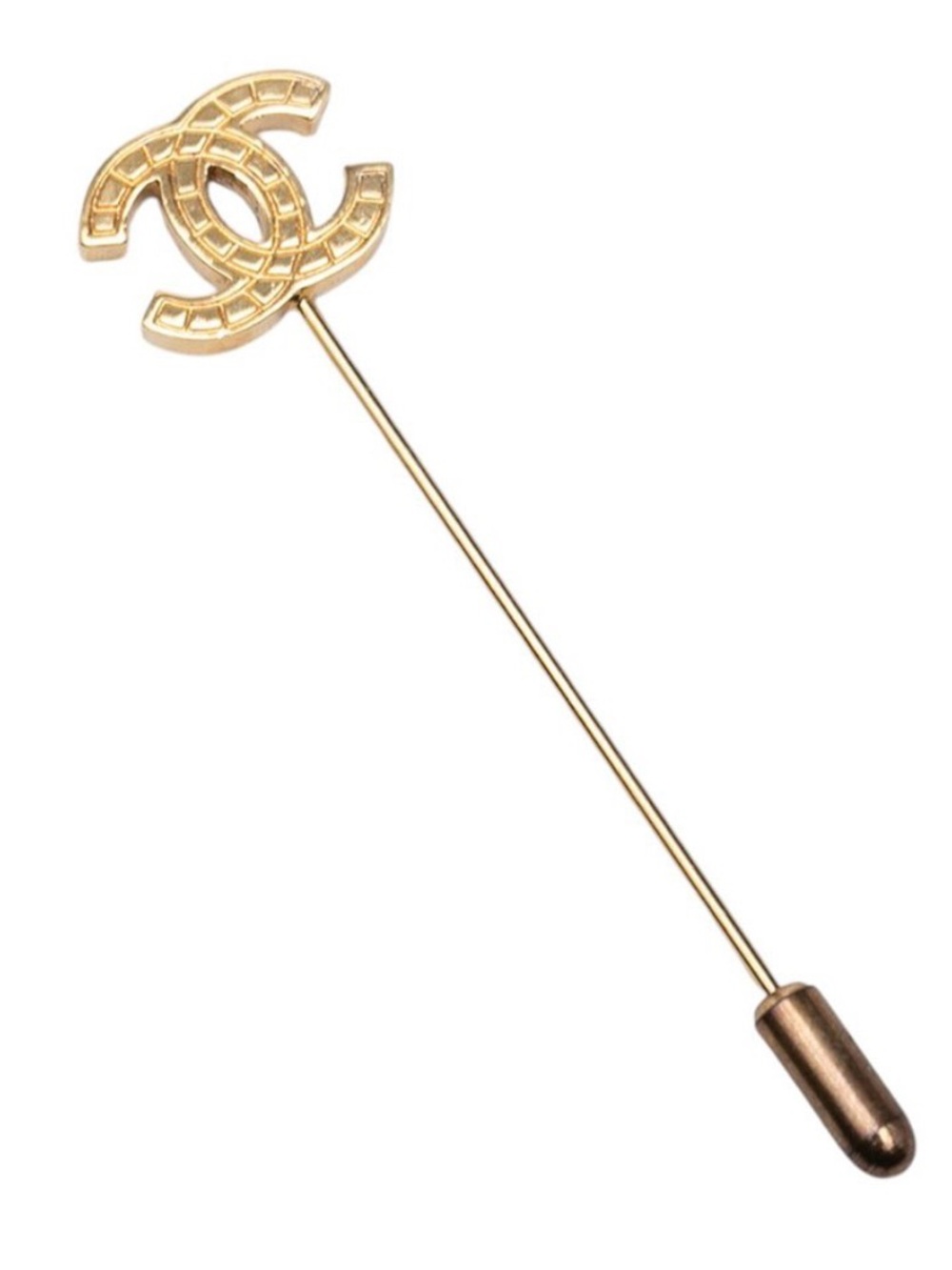 Chanel Vintage 03P CC Logo Stick Pin Brooch Gold Plated 2003 Rare VGC